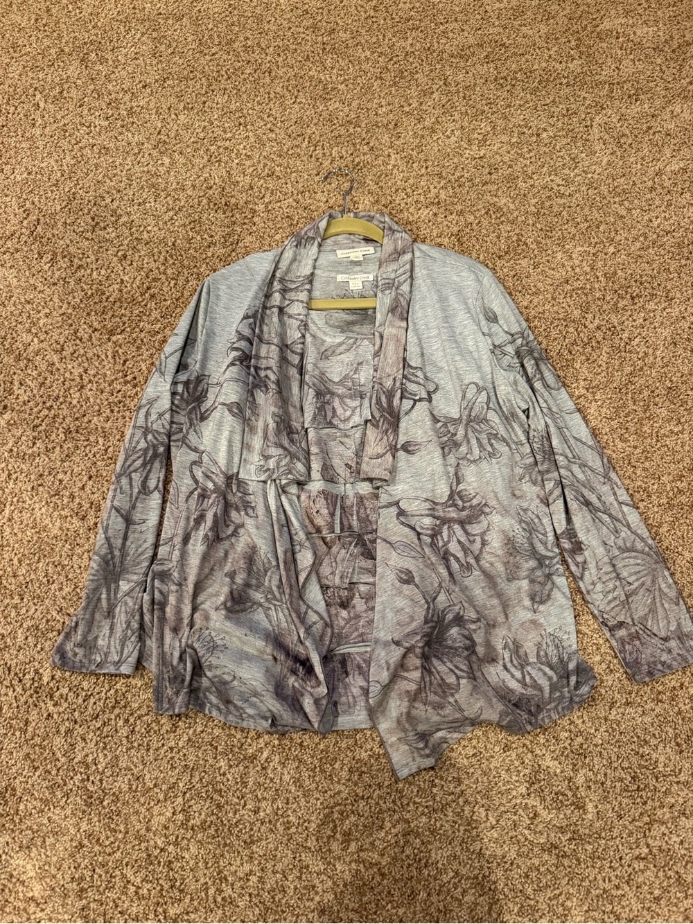Coldwater Creek Floral Cardigan and Tank Top Set
